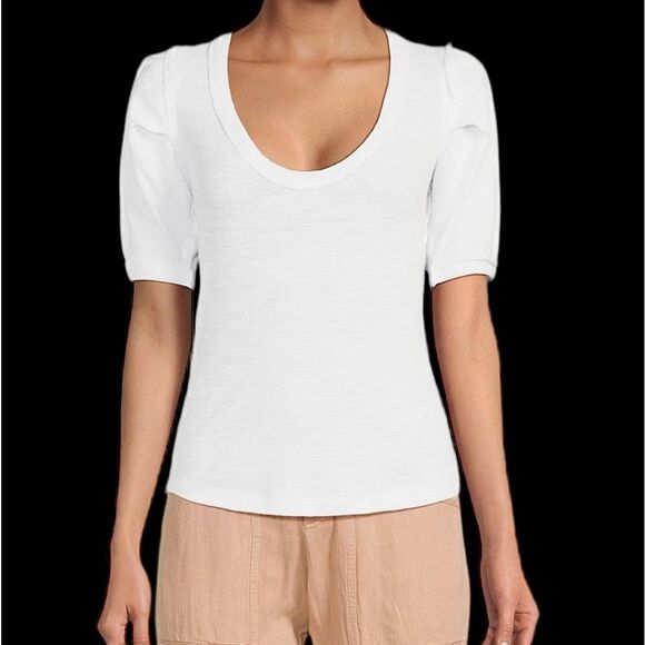 Free People Papaya Scoop Neck Short Sleeve Knit Shirt in the Size Large - Picture 1 of 6